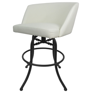Pemberly Row Swivel Tilt Counter Metal Bar Stool 26&quot in Snow White Vinyl Black
