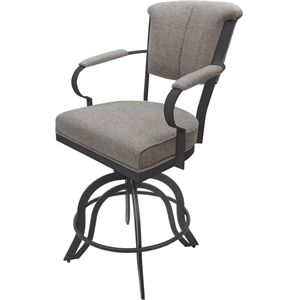 Pemberly Row Swivel Counter Stool 26&quot in Portwood Ash Fabric Gray Metal
