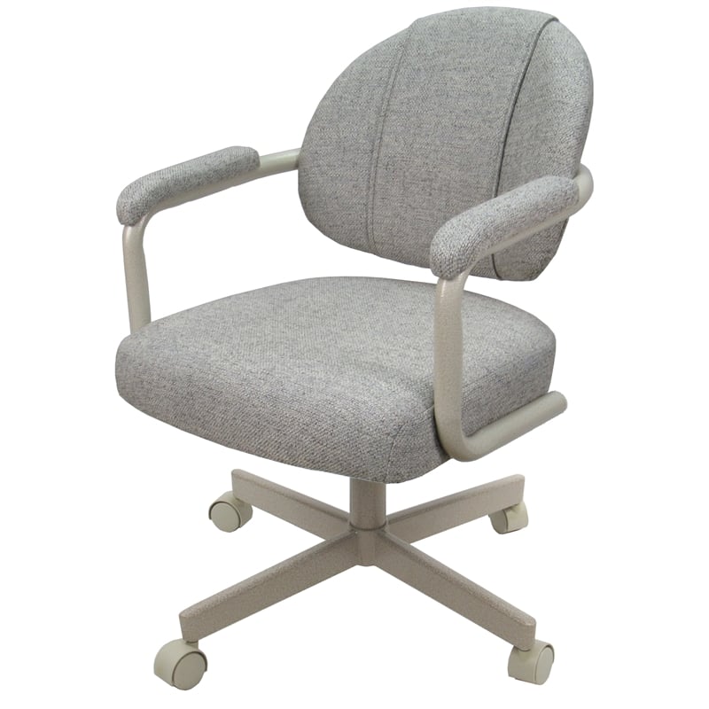 Pemberly Row Set of 4 Swivel Metal Dining Caster Chairs in Portwood Ash