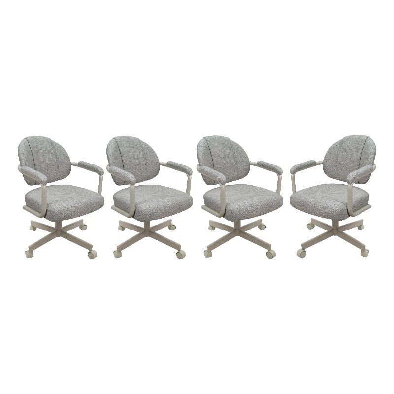 Pemberly Row Set of 4 Swivel Metal Dining Caster Chairs in Portwood Ash