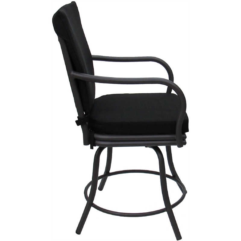 Pemberly Row Outdoor/Indoor Patio Dining Chair in Black Fabric Gray Frame