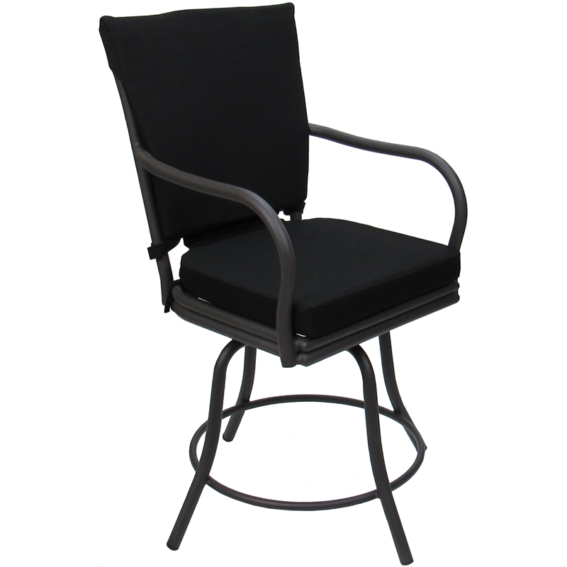 Pemberly Row Outdoor/Indoor Patio Dining Chair in Black Fabric Gray Frame