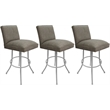 Pemberly Row Set of 3 Swivel Metal Counter Stools in Plumley Cocoa White
