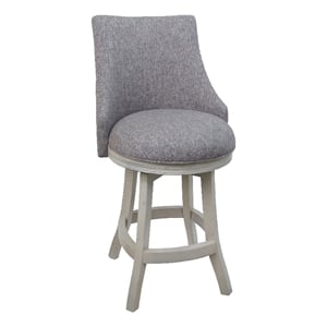 Pemberly Row 30&quot Swivel Wood Bar Stool with Custom Upholstery in Mojeva Grey
