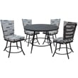 Pemberly Row Outdoor or Indoor Patio Dining Set Armless in Blue Beige Gray