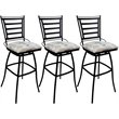 Pemberly Row Set of 3 Swivel Counter Stools Armless in White Black