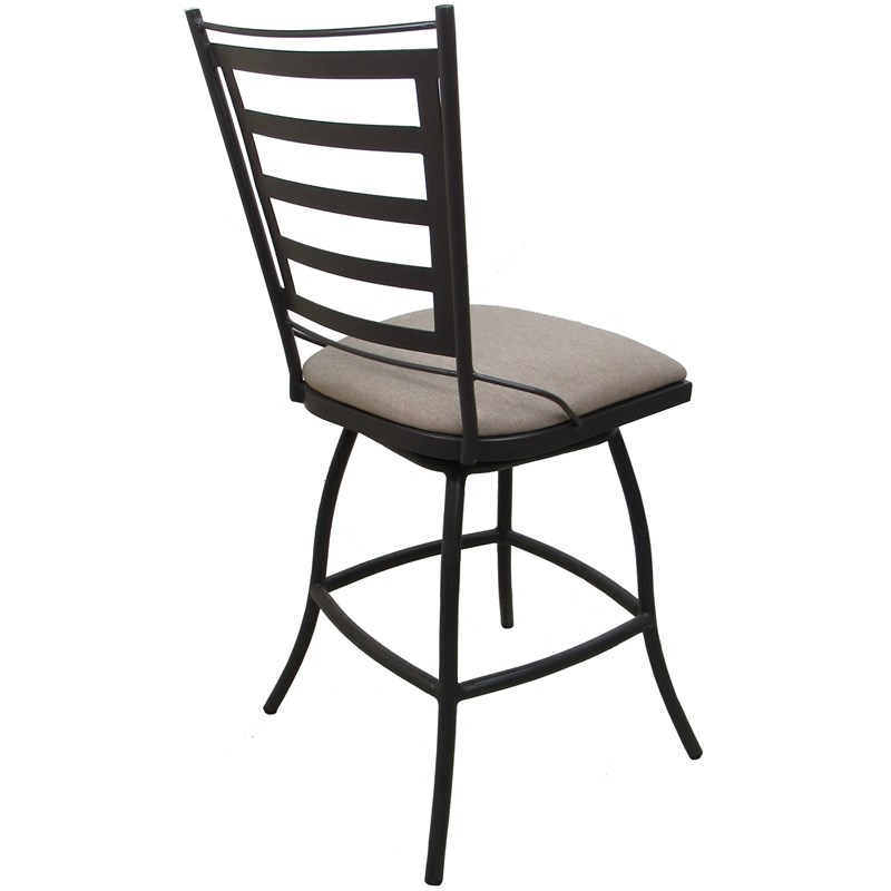 Pemberly Row Outdoor/Indoor Extra Tall Swivel Stool Armless in Tan Dark Nut