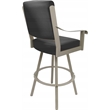 Pemberly Row Leather Extra Tall Swivel Metal Bar Stool 34