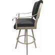 Pemberly Row Leather Extra Tall Swivel Metal Bar Stool 34