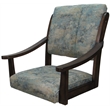 Pemberly Row Caster Solid Wood Dining Chair in Poet Sky Blue Fabric on Brown