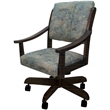 Pemberly Row Caster Solid Wood Dining Chair in Poet Sky Blue Fabric on Brown