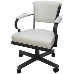 Pemberly Row Swivel Tilt Metal Caster Chair in White Vinyl Gray Frame
