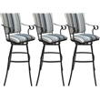 Pemberly Row Set of 3 Outdoor Extra Tall Stools with Arms in Blue and Gray