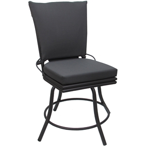 Pemberly Row Patio Dining Chair without Arms in Dark Gray Linen Gray