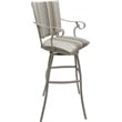 Pemberly Row Set of 3 Outdoor Indoor Counter Stools with Arms in White Beige