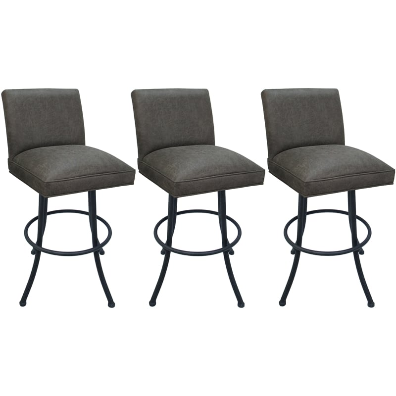 Pemberly Row Set of 3 Swivel Metal Bar Stools 30