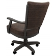Pemberly Row Caster Solid Wood Dining Chair in NW Whiskey Brown Fabric Dark Grey