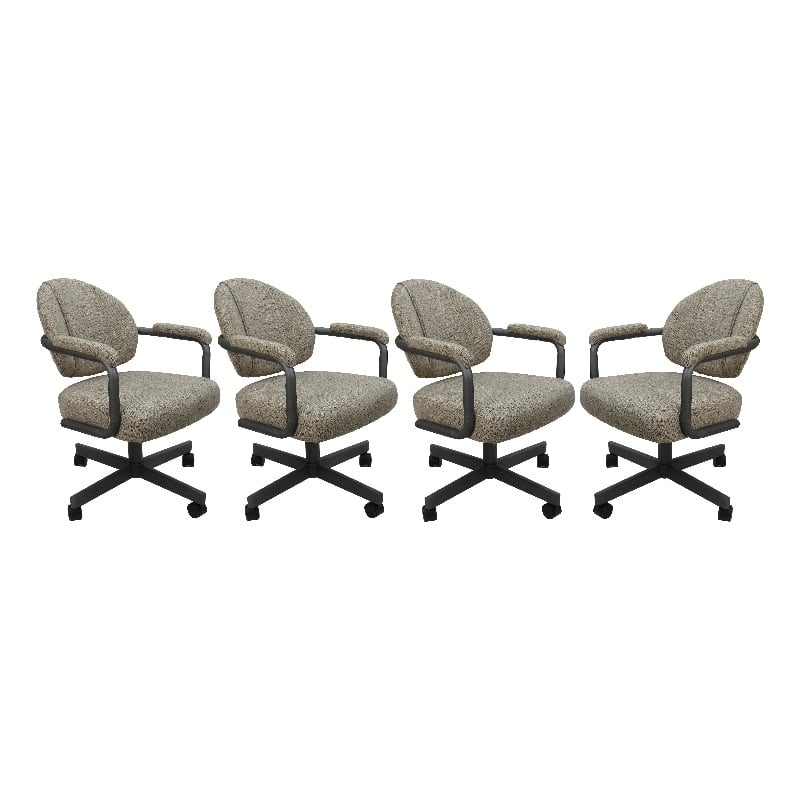 Pemberly Row Set of 4 Swivel Metal Dining Caster Chairs in Hemsath DriftGrey