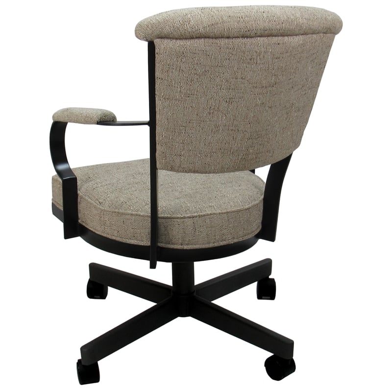 Pemberly Row Swivel Metal Caster Dining Chair in Hemsath Driftwood in Black