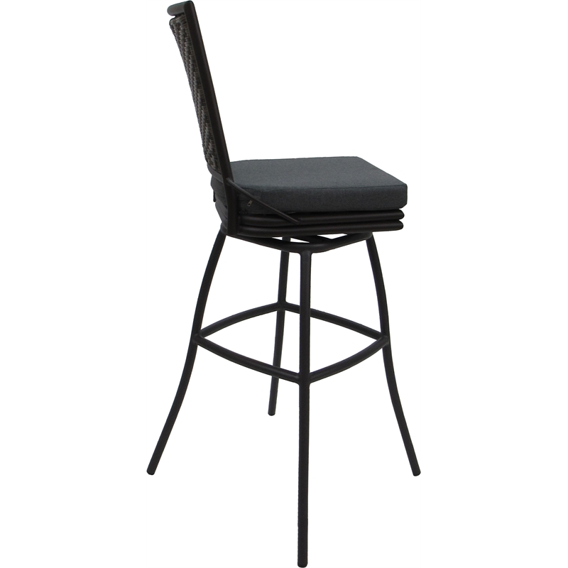 Pemberly Row Extra Tall Swivel Stool Armless in Charcoal Dark Brown