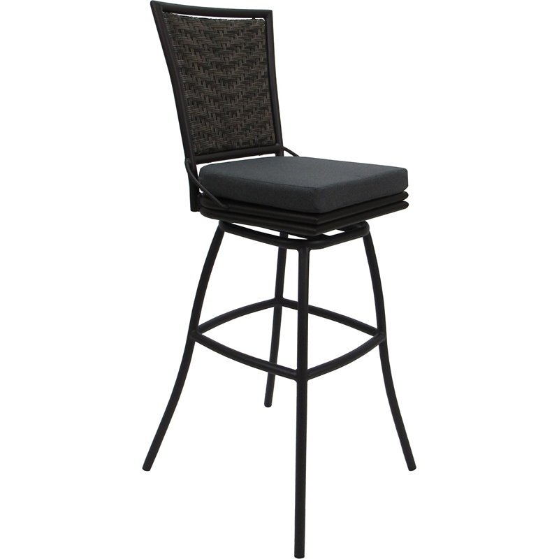 Pemberly Row Extra Tall Swivel Stool Armless in Charcoal Dark Brown