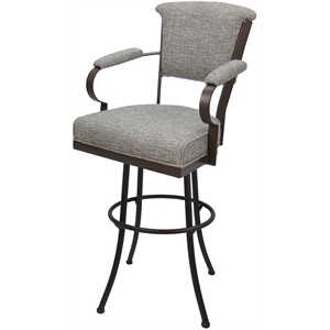 Pemberly Row Swivel Extra Tall Metal Bar Stool 34&quot - Jetty June Tan Fabric Brown