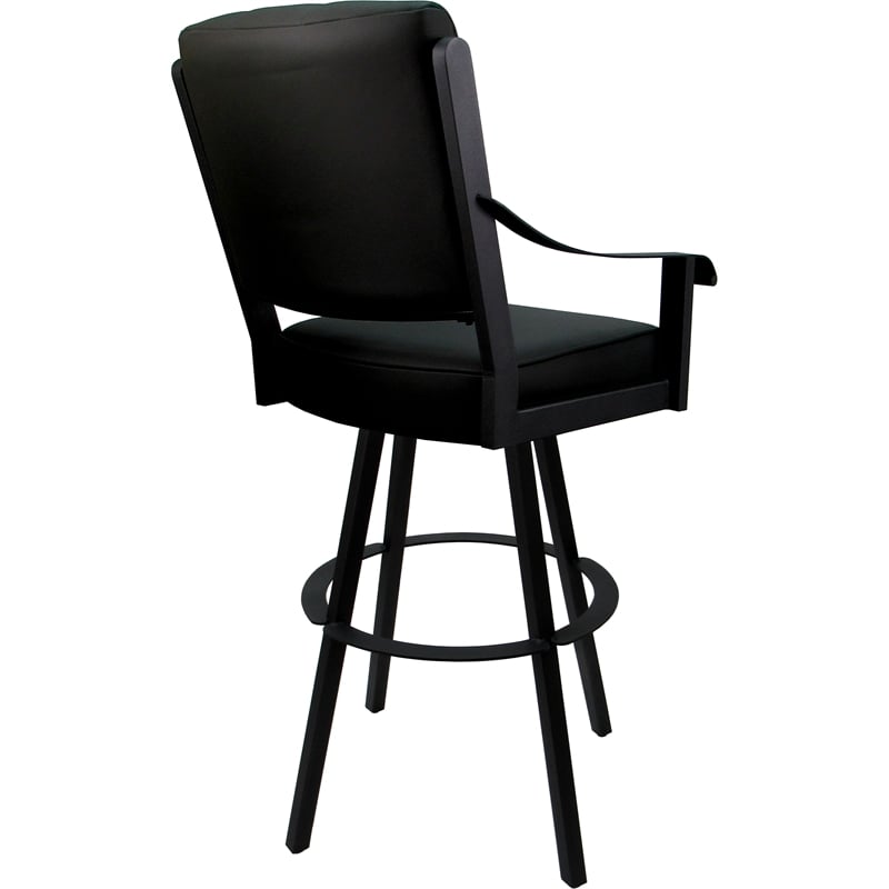Pemberly Row Leather Extra Tall Swivel Metal Bar Stool 34