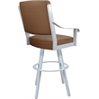 Pemberly Row Leather Extra Tall Swivel Metal Bar Stool 34
