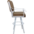 Pemberly Row Leather Extra Tall Swivel Metal Bar Stool 34