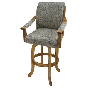 Pemberly Row 30&quot Swivel Solid Wood Bar Stool in Peppered Gray