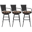 Pemberly Row Set of 3 Outdoor Indoor Bar Stools with Arms in Terracotta Gray