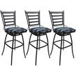 Pemberly Row Set of 3 Outdoor Indoor Bar Stools Armless in Flint Fabric Gray