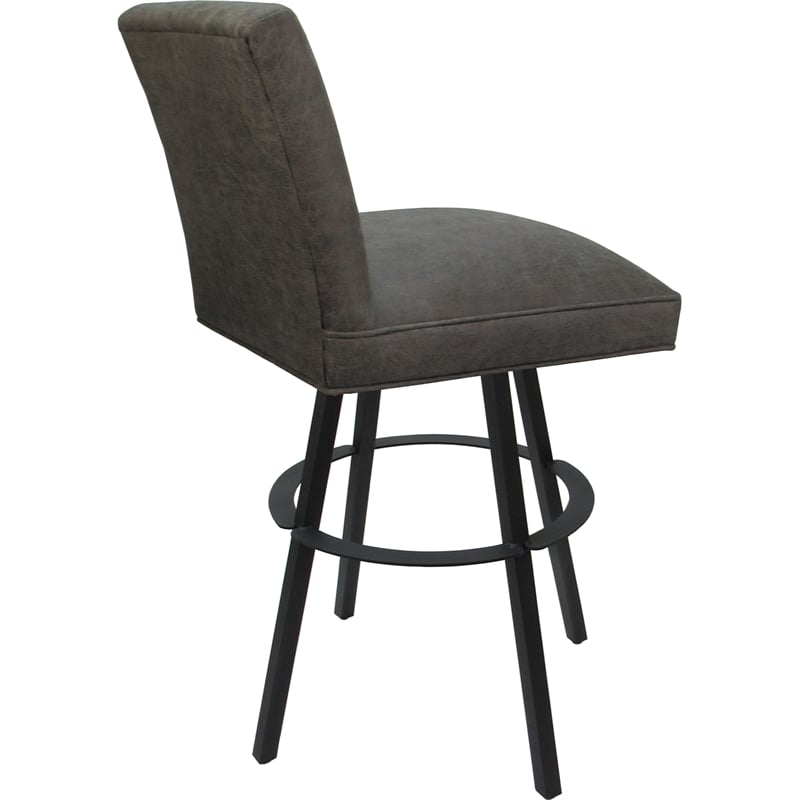 Pemberly Row Set of 3 Extra Tall Swivel Metal Stools in NW Elk Charcoal Gray
