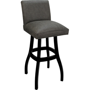 Pemberly Row Extra Tall Solid Wood Bar Stool 34&quot in Elk Charcoal Fabric Black