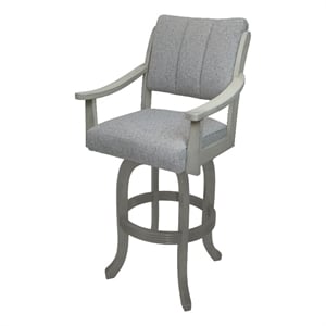 Pemberly Row Solid Wood Bar Stool 30&quot in Hemsath Slate Fabric ET Wood