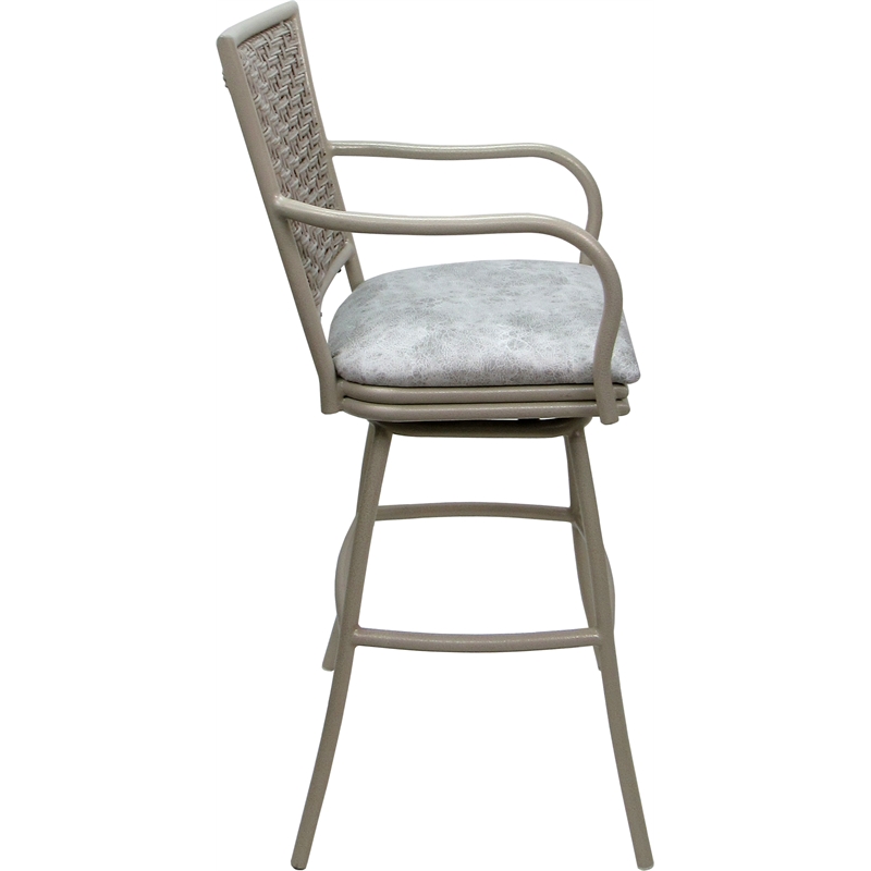 Pemberly Row Set of 3 Extra Tall Stools with Arms in UH W Stone Vinyl Beige