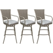 Pemberly Row Set of 3 Extra Tall Stools with Arms in UH W Stone Vinyl Beige