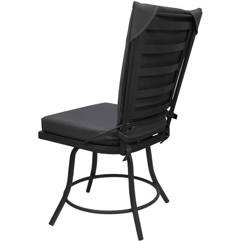 Pemberly Row Outdoor/Indoor Patio Dining Chair Armless in Dark Gray Fabric Gray