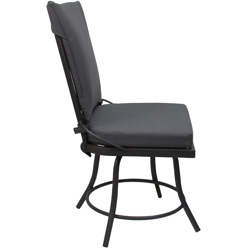 Pemberly Row Outdoor/Indoor Patio Dining Chair Armless in Dark Gray Fabric Gray