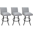 Pemberly Row Set of 3 Swivel Metal Counter Stools in Hemsath Slate Fabric Black