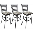 Pemberly Row Set of 3 Extra Tall Stools Armless in White Fabric Gray