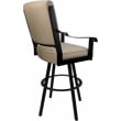 Pemberly Row Leather Swivel Metal Bar Stool 30