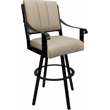 Pemberly Row Leather Swivel Metal Bar Stool 30