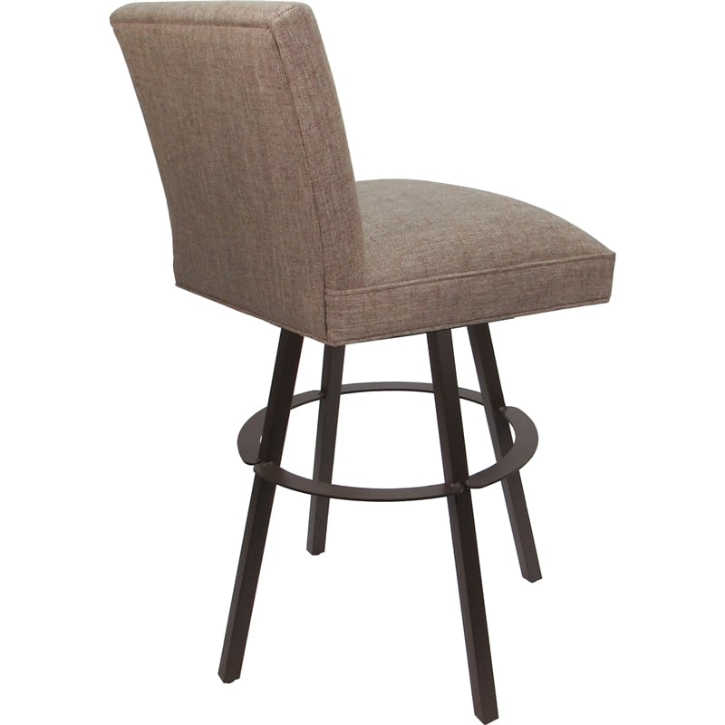 Pemberly Row Set of 3 Extra Tall Swivel Metal Stools in Basin Beige Fabric Brown