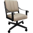 Pemberly Row Leather Dining Caster Chair Swivel Tilt in Tan Leather on Gray