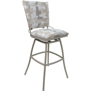 Pemberly Row Outdoor Indoor Counter Bar Stool 26&quot Armless in White Fabric Beige