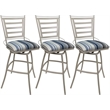 Pemberly Row Set of 3 Extra Tall Stools Armless in Blue Fabric Beige