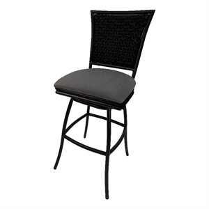 Pemberly Row 30&quot Bar Stool without Arms in Dark Gray Linen Fabric Black