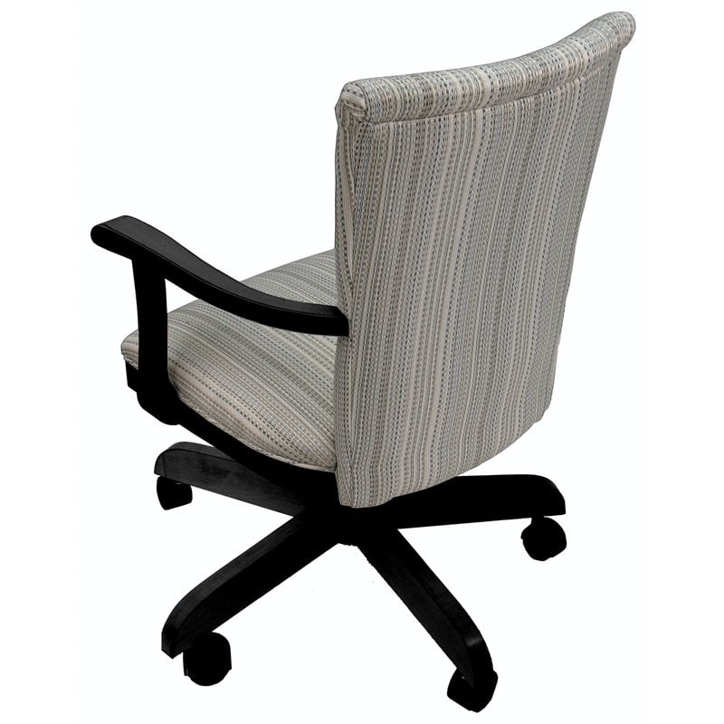 Pemberly Row Swivel Wood Dining Caster Chair on Wheels in Natural Fun in Black