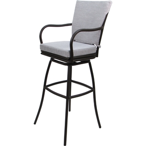 Pemberly Row Swivel Extra Tall Stool 34&quot in Cream Fabric Dark Brown